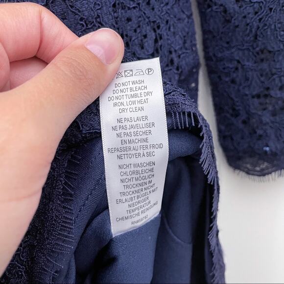 Adrianna Papell Navy Lace Dress Formal Career 8 - Picture 6 of 16